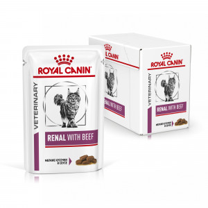 Royal Canin Renal Feline Корм диетический для взрослых кошек с говядиной для поддержания функции почек, соус, 0,085кг