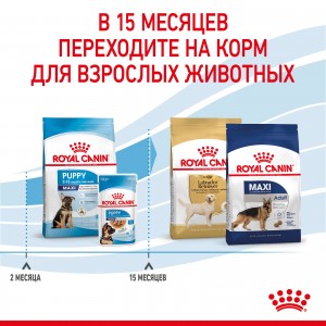 Royal Canin Maxi Puppy Корм сухой для щенков крупных размеров в возрасте до 15 месяцев, 3 кг