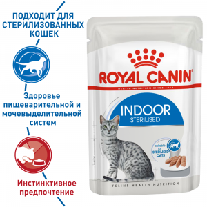 Royal Canin Indoor Sterilized Корм консервированный для взрослых кошек, постоянно живущих в помещении, паштет, 85г